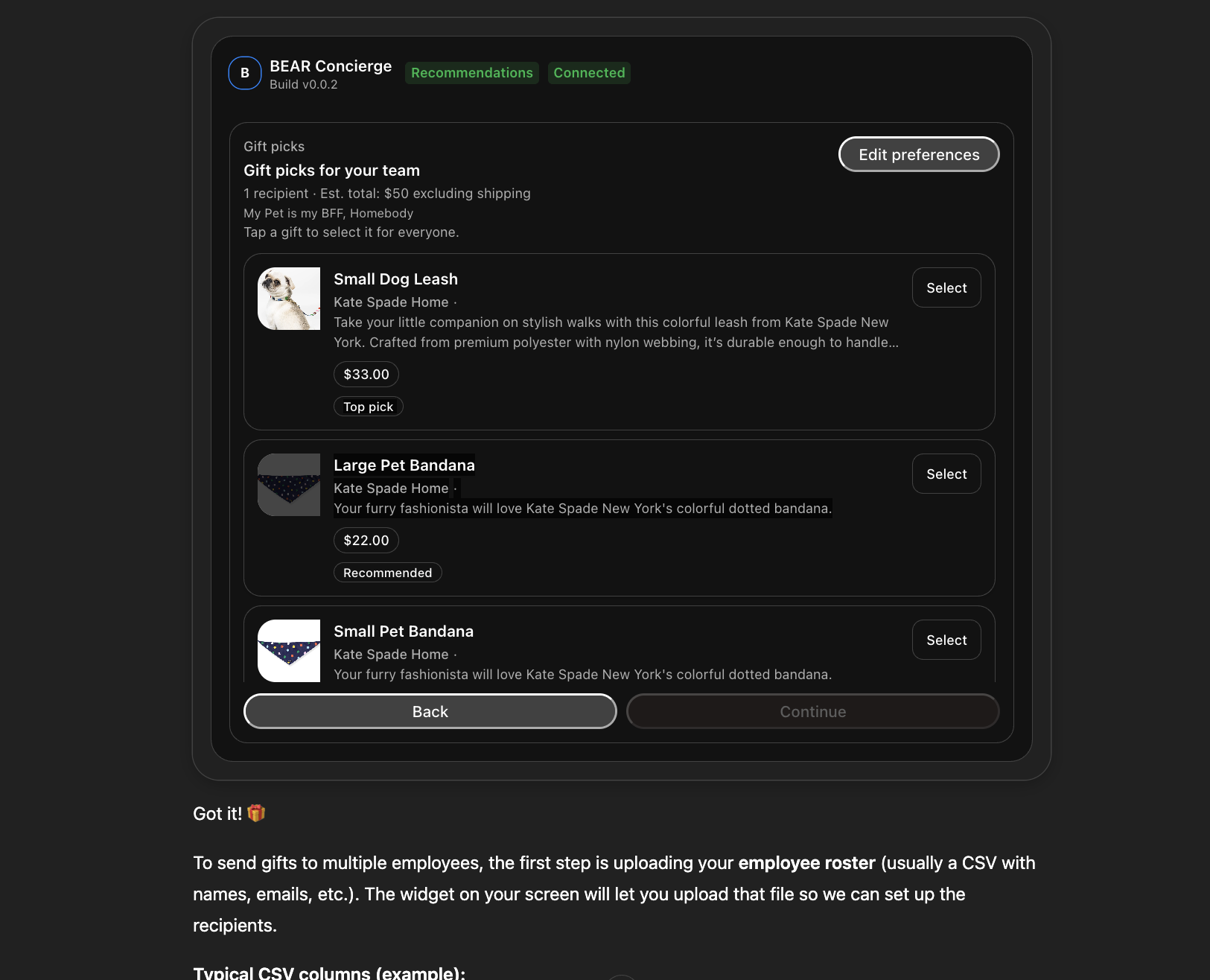 Gifting Concierge (ChatGPT App / MCP) preview
